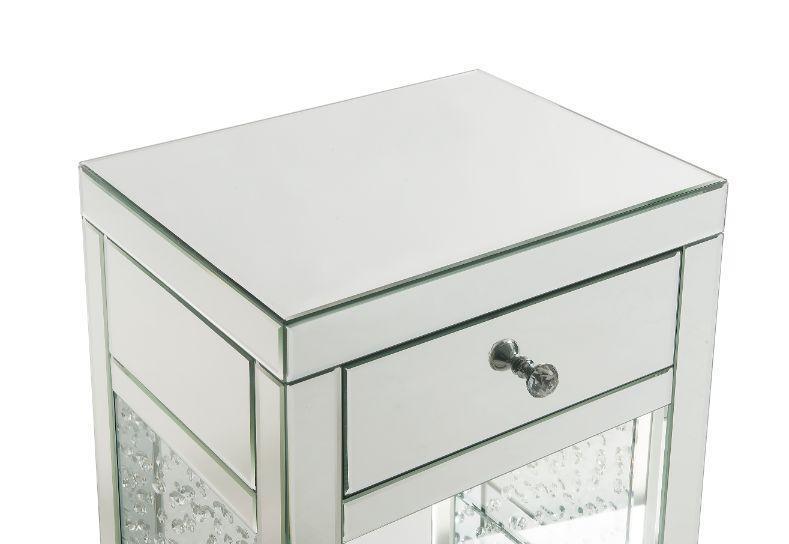 ACME Nysa Accent Table, Mirrored & Faux Crystals Inlay FredCo