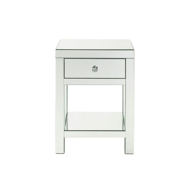 ACME Nysa Accent Table, Mirrored & Faux Crystals Inlay FredCo