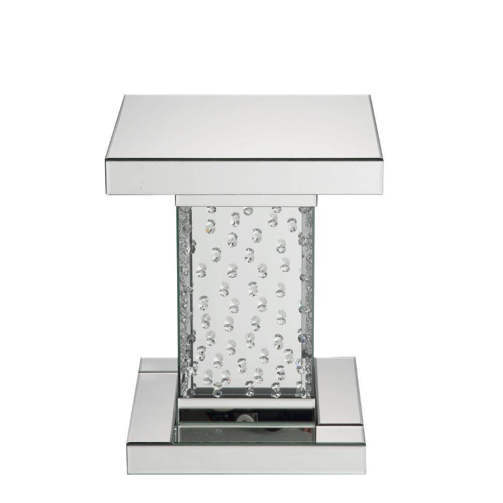 ACME Nysa End Table, Mirrored & Faux Crystals FredCo