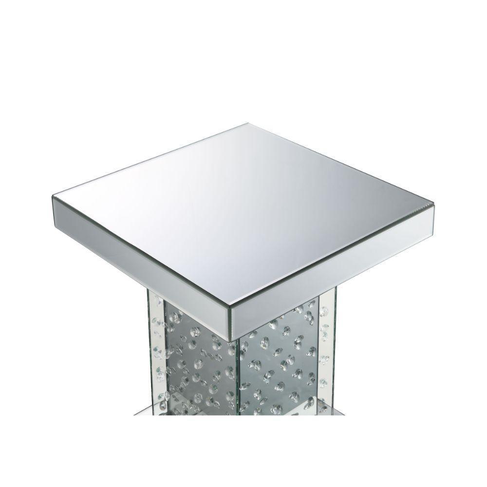 ACME Nysa End Table, Mirrored & Faux Crystals FredCo