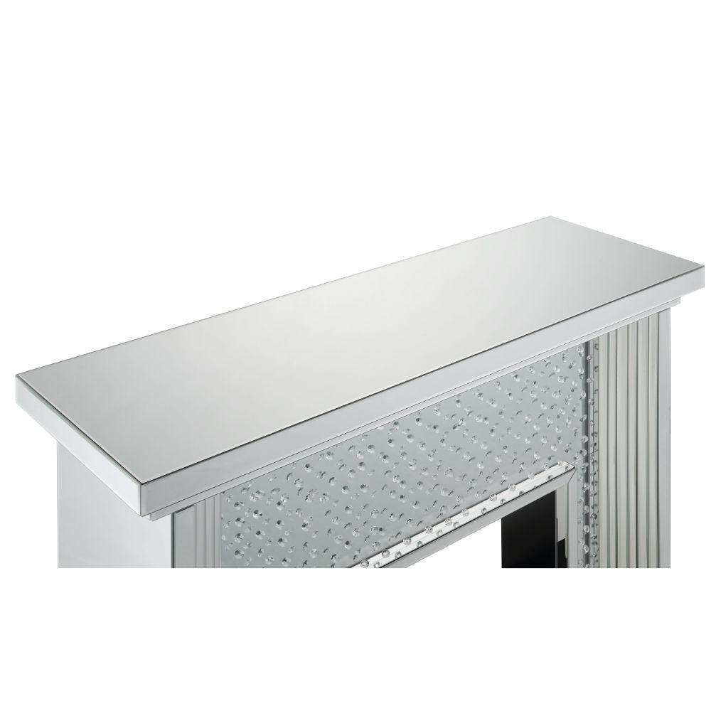 ACME Nysa Fireplace, Mirrored & Faux Crystals FredCo