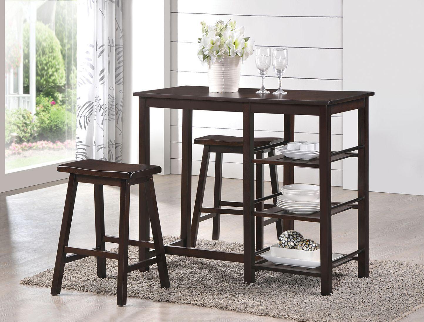 ACME Nyssa 3Pc Pack Counter Height Set, Walnut FredCo