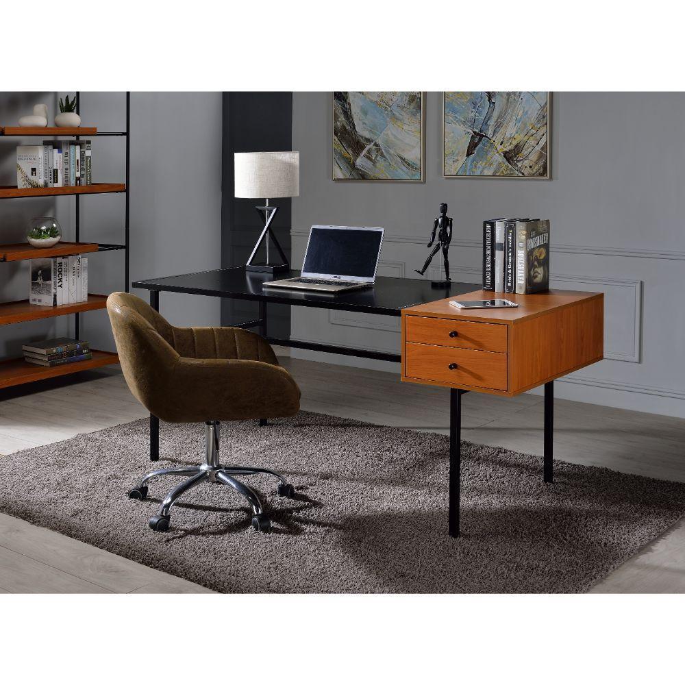 ACME Oaken Desk, Honey Oak & Black FredCo