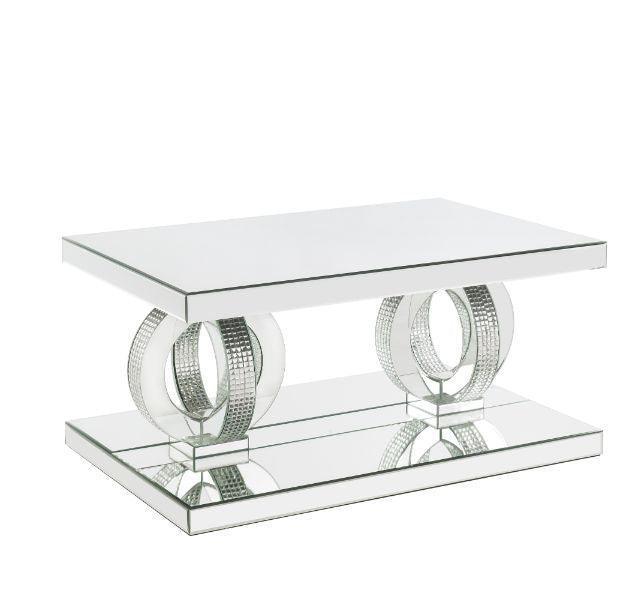 ACME Ornat Coffee Table , Mirrored & Faux Diamonds FredCo