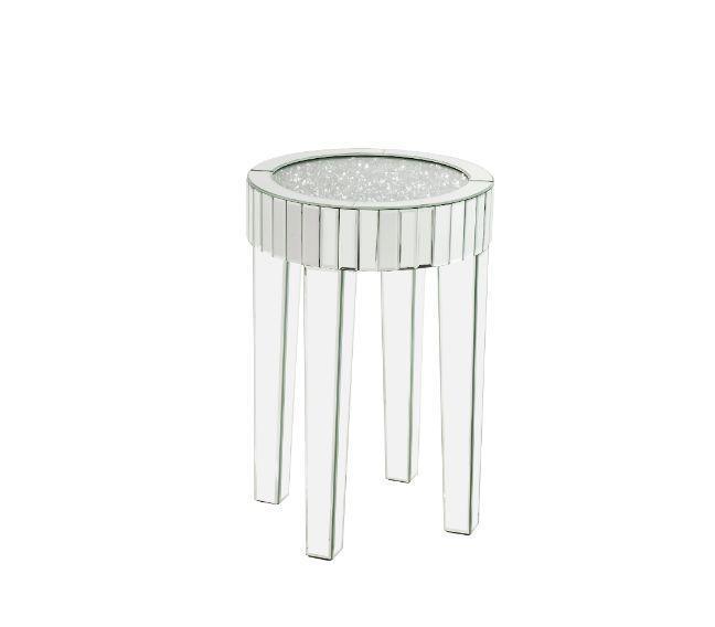 ACME Ornat End Table, Mirrored & Faux Diamonds FredCo