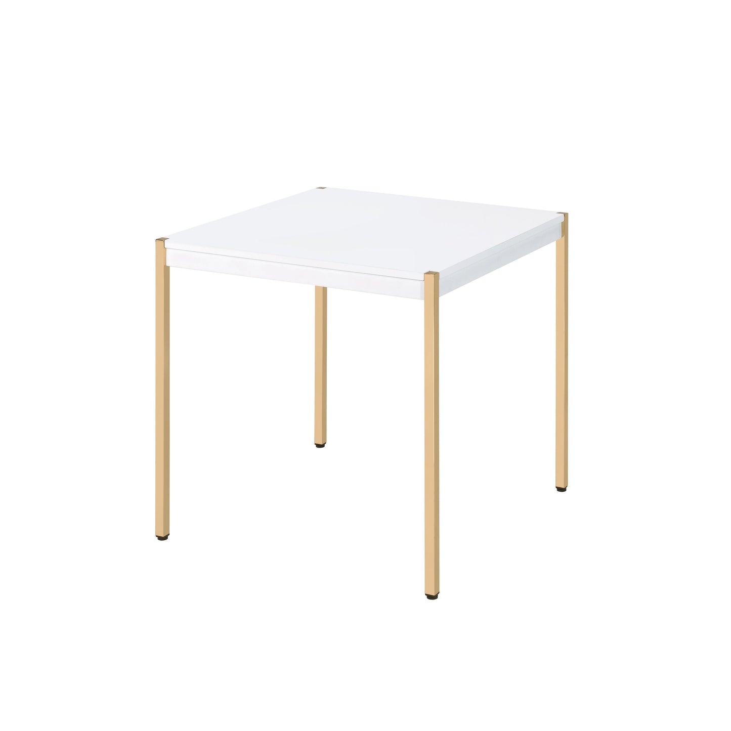 ACME Otrac End Table, White & Gold Finish FredCo