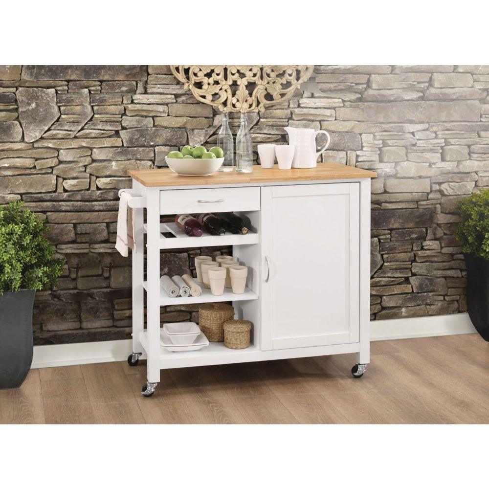 ACME Ottawa Kitchen Cart, Natural & White FredCo