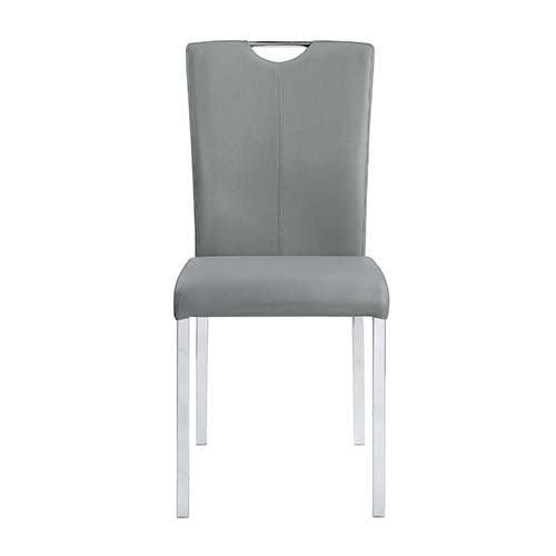 ACME Pagan Side Chair (Set-2), Gray PU & Chrome Finish FredCo