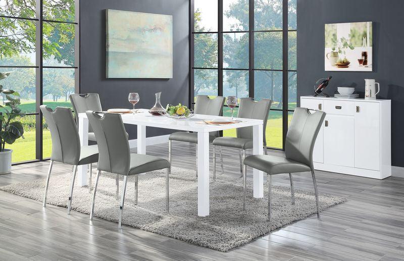 ACME Pagan Side Chair (Set-2), Gray PU & Chrome Finish FredCo