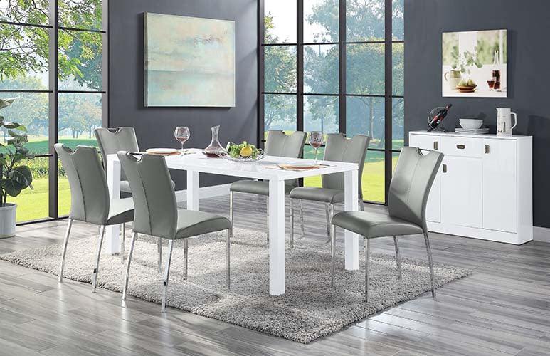 ACME Pagan Side Chair (Set-2), Gray PU & Chrome Finish FredCo