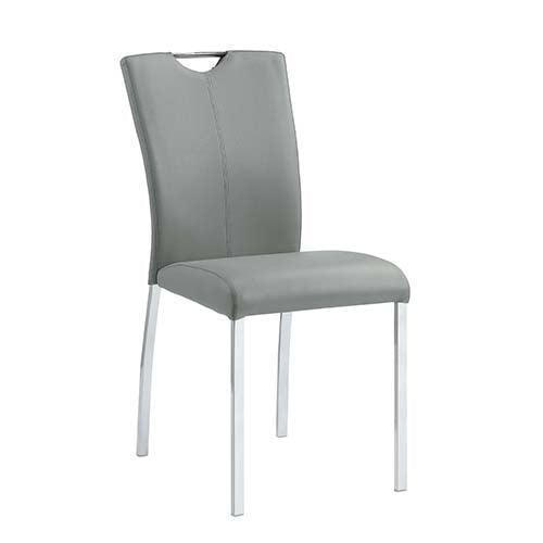 ACME Pagan Side Chair (Set-2), Gray PU & Chrome Finish FredCo