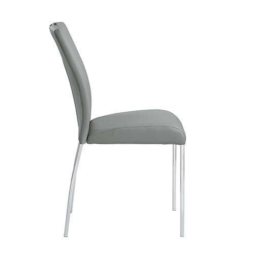 ACME Pagan Side Chair (Set-2), Gray PU & Chrome Finish FredCo