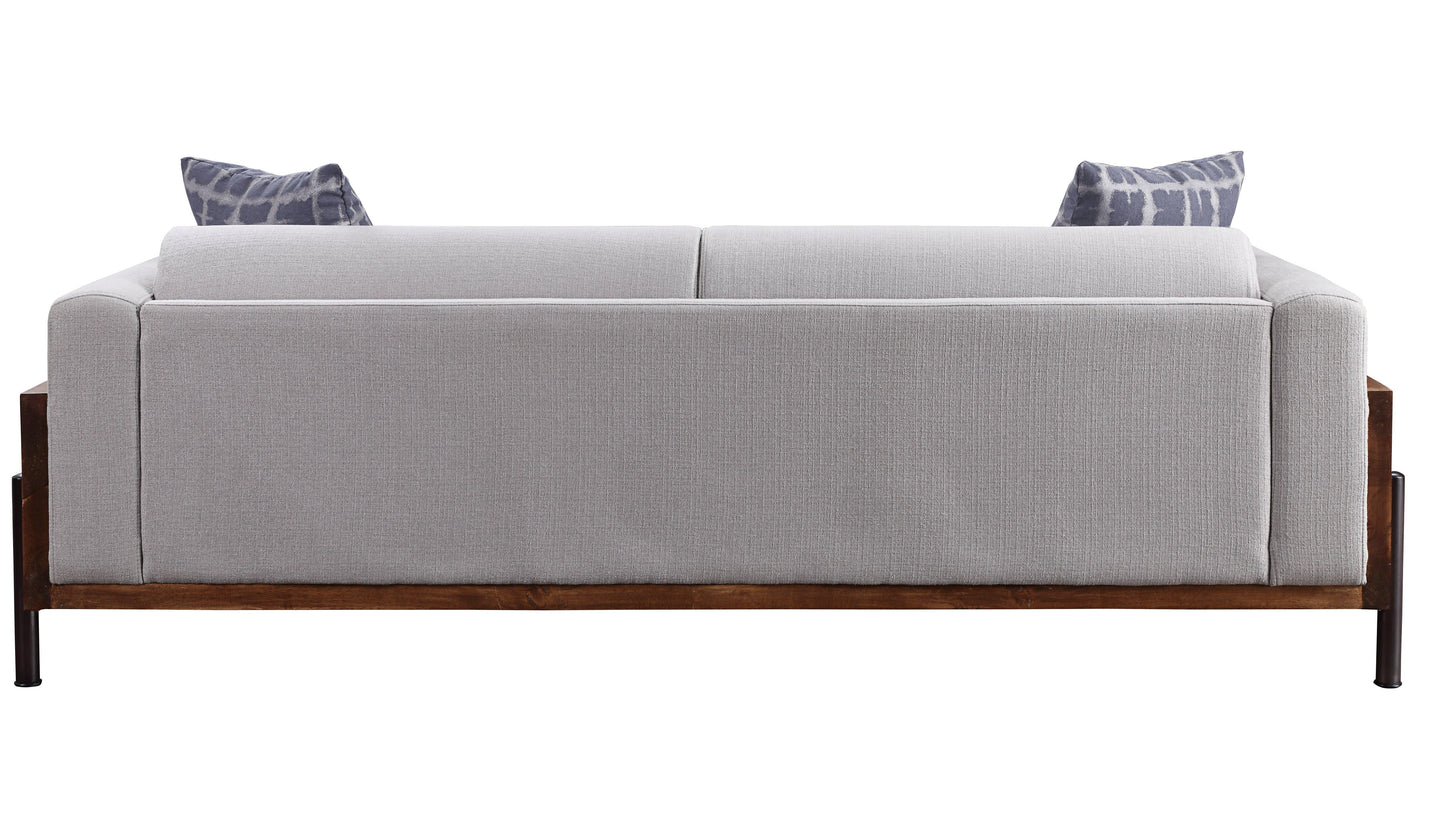 ACME Pelton Sofa w/Pillows, Fabric & Walnut FredCo