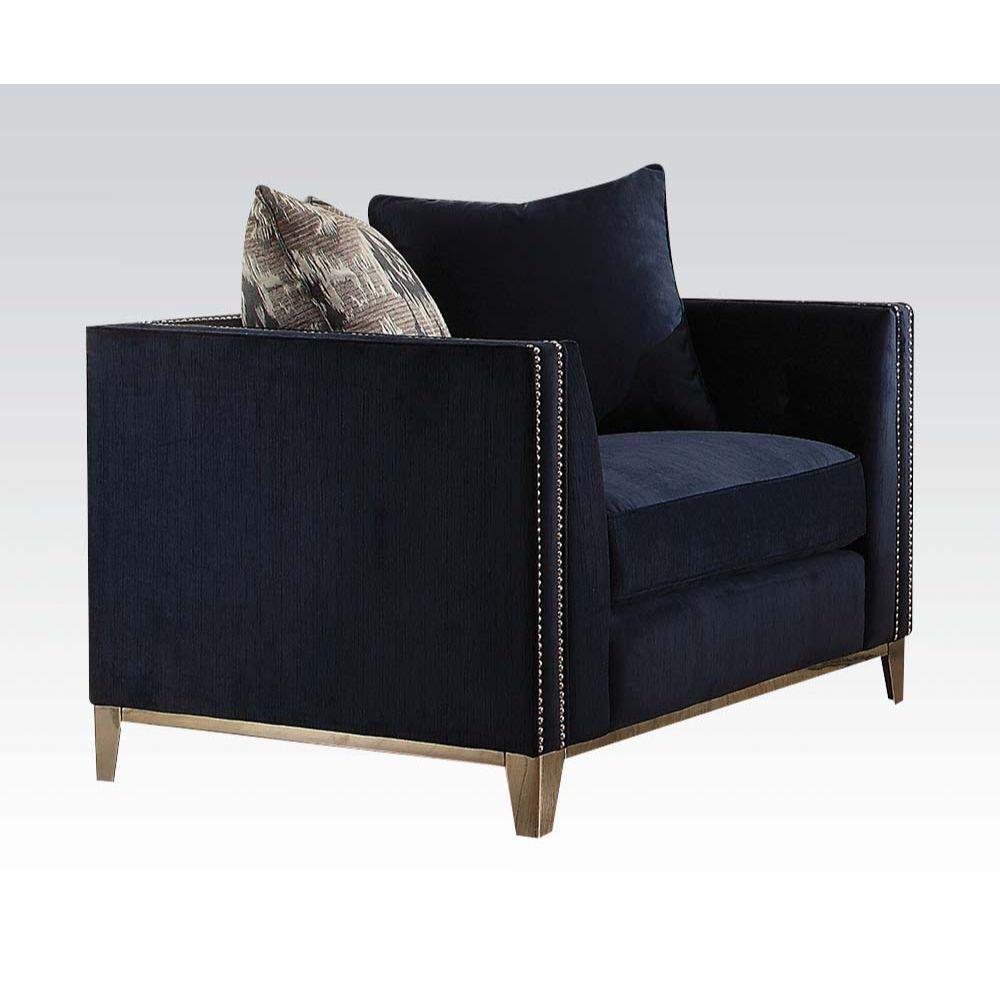 ACME Phaedra Chair w/2 Pillows, Blue Fabric FredCo