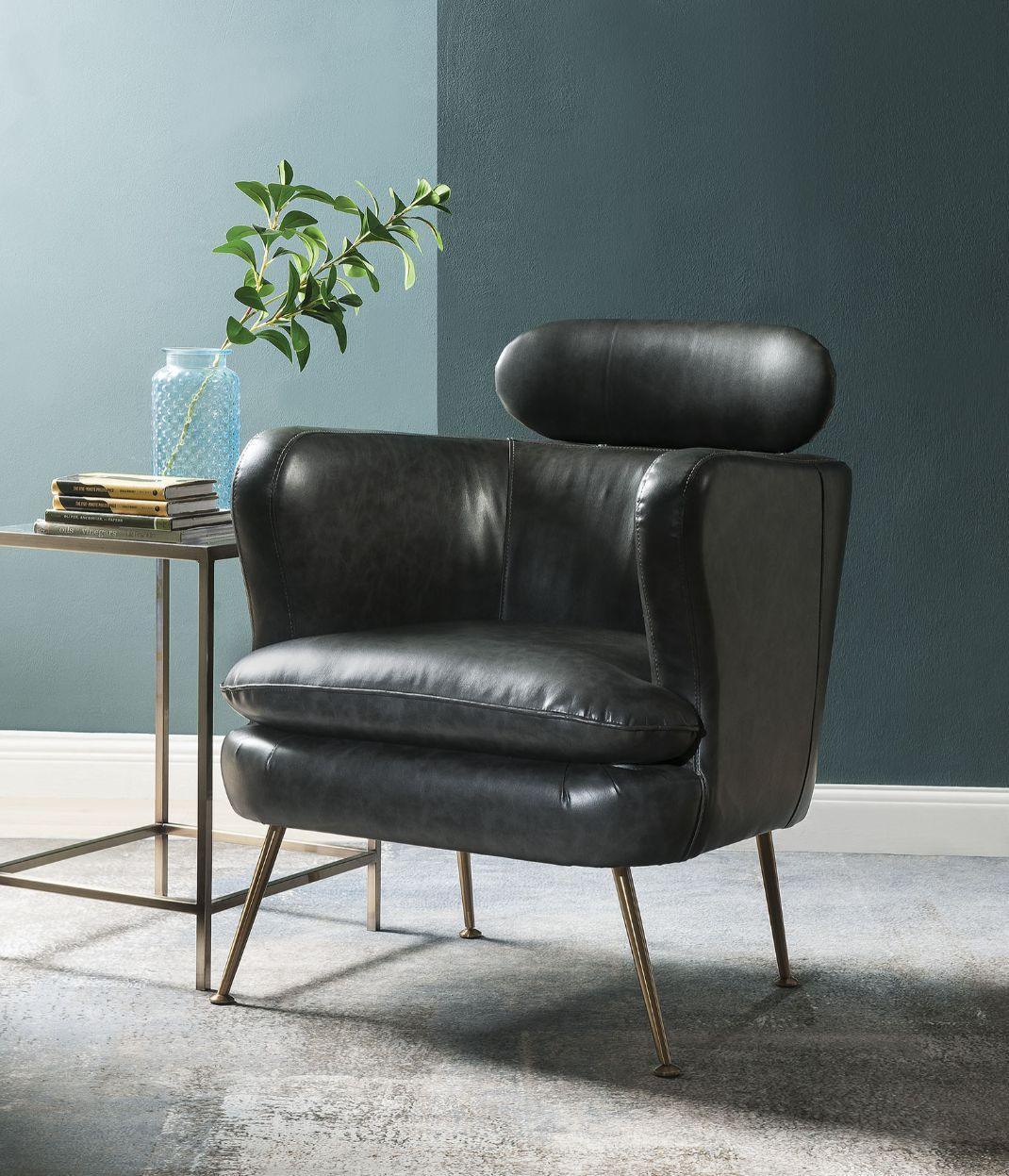 ACME Phelan Accent Chair, Dark Gray PU FredCo
