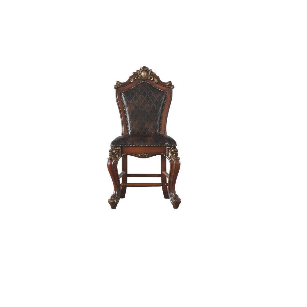 ACME Picardy Counter Height Chair (Set-2), Honey Oak & PU FredCo