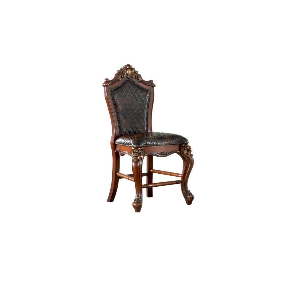 ACME Picardy Counter Height Chair (Set-2), Honey Oak & PU FredCo