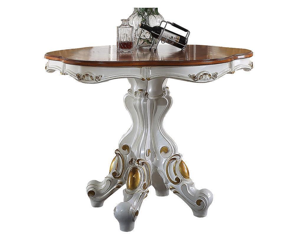ACME Picardy Counter Height Table, Antique Pearl & Cherry Oak FredCo