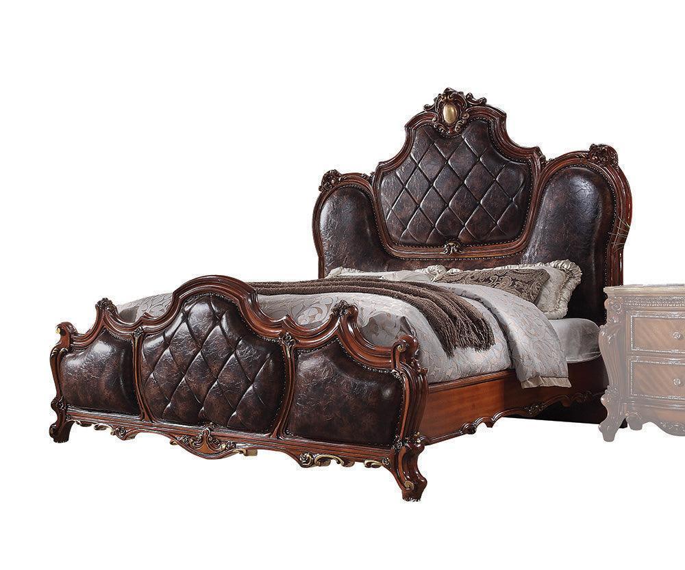 ACME Picardy Eastern King Bed, PU & Honey Oak FredCo