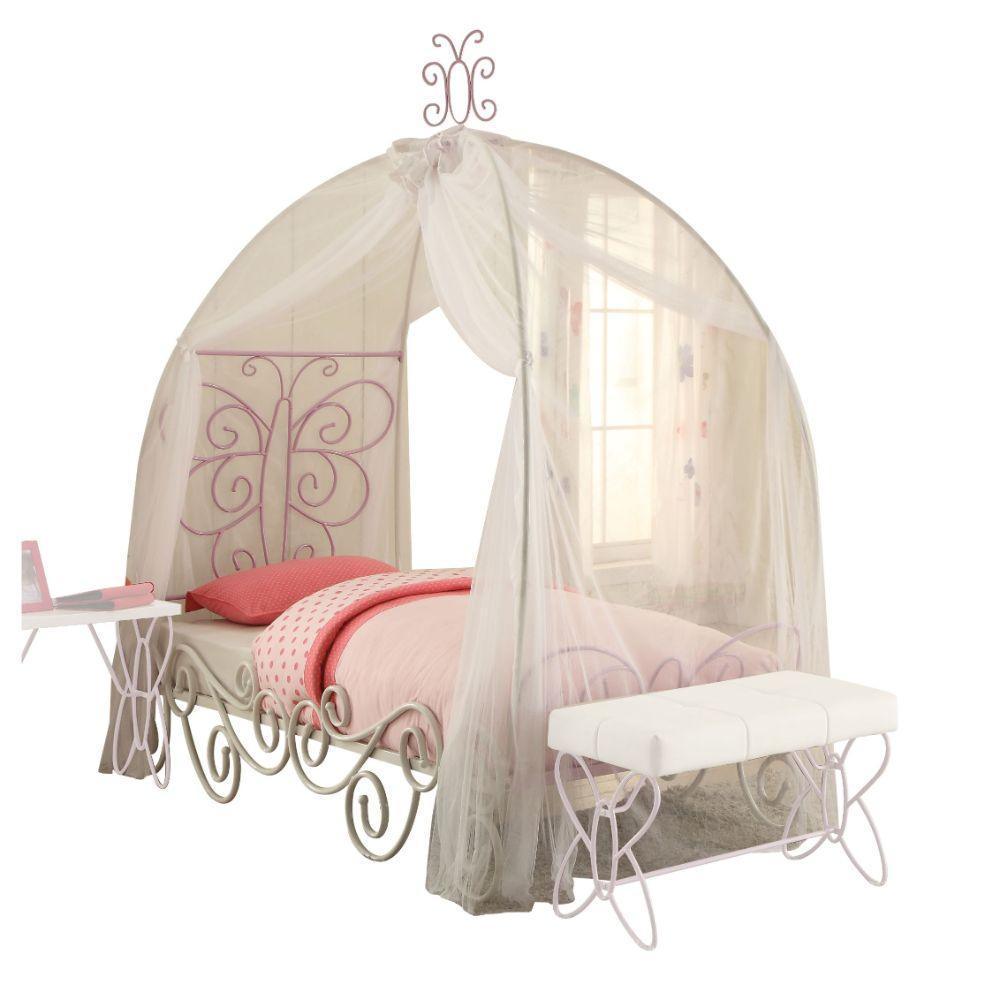 ACME Priya II Full Bed w/Canopy, White & Light Purple FredCo