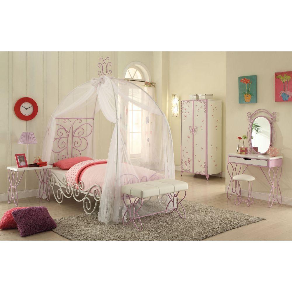 ACME Priya II Full Bed w/Canopy, White & Light Purple FredCo