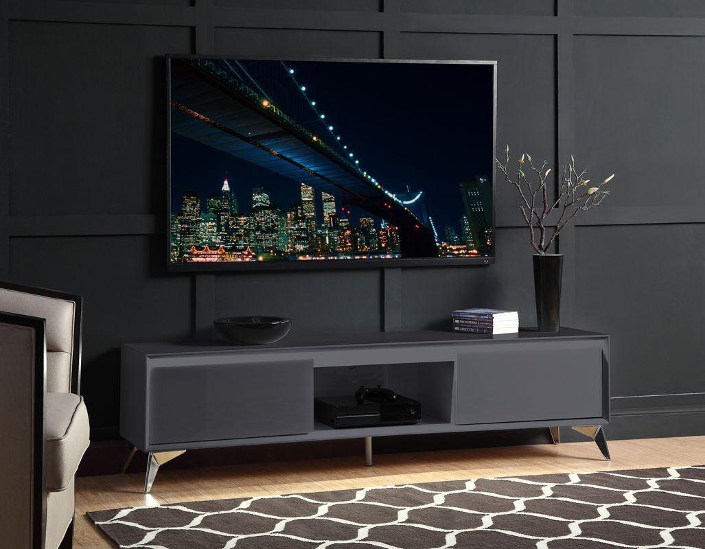 ACME Raceloma TV stand , LED, Gray & Chrome Finish FredCo
