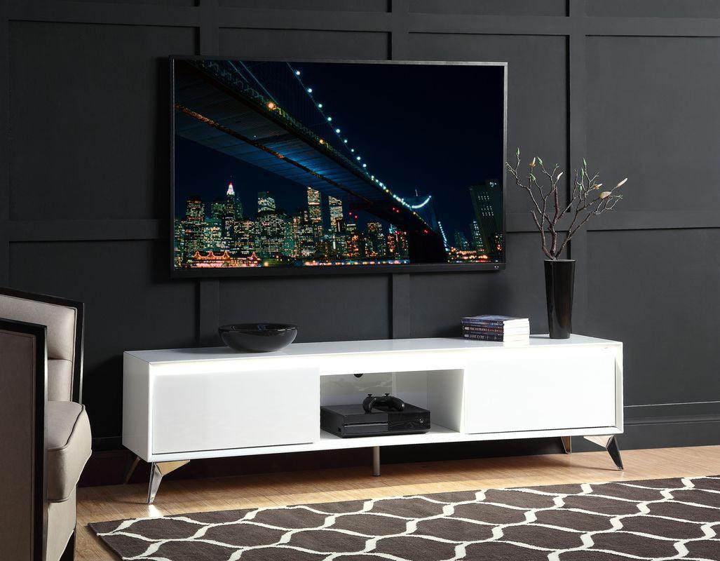 ACME Raceloma TV stand , LED, White & Chrome Finish FredCo