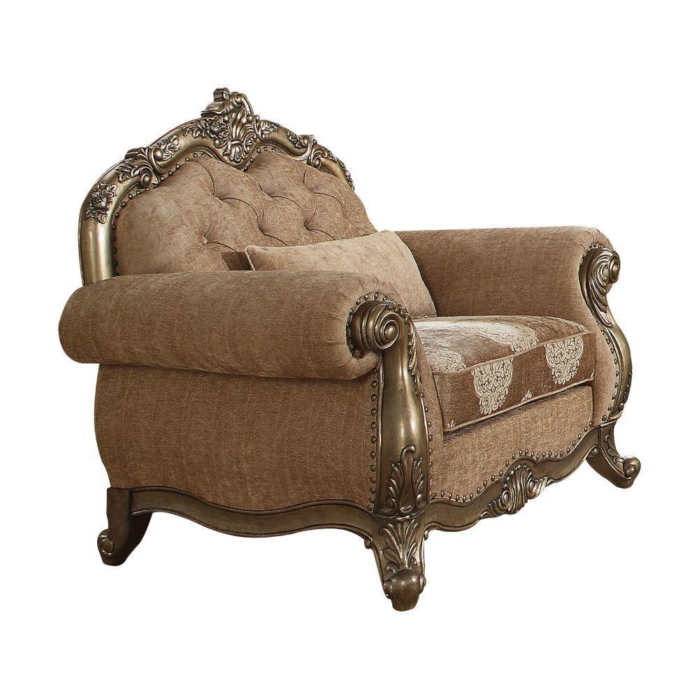 ACME Ragenardus Chair w/1 Pillow, Fabric & Vintage Oak FredCo