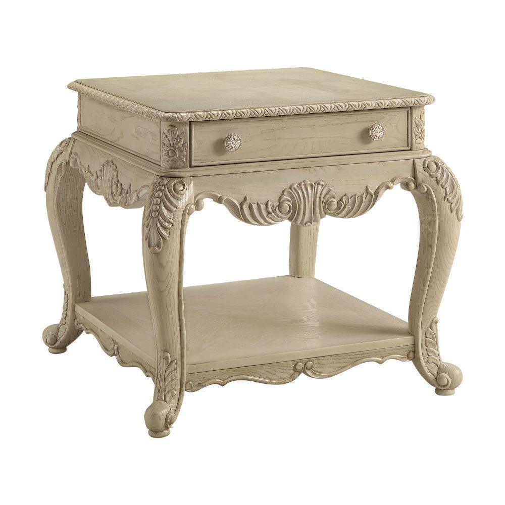ACME Ragenardus End Table, Antique White FredCo