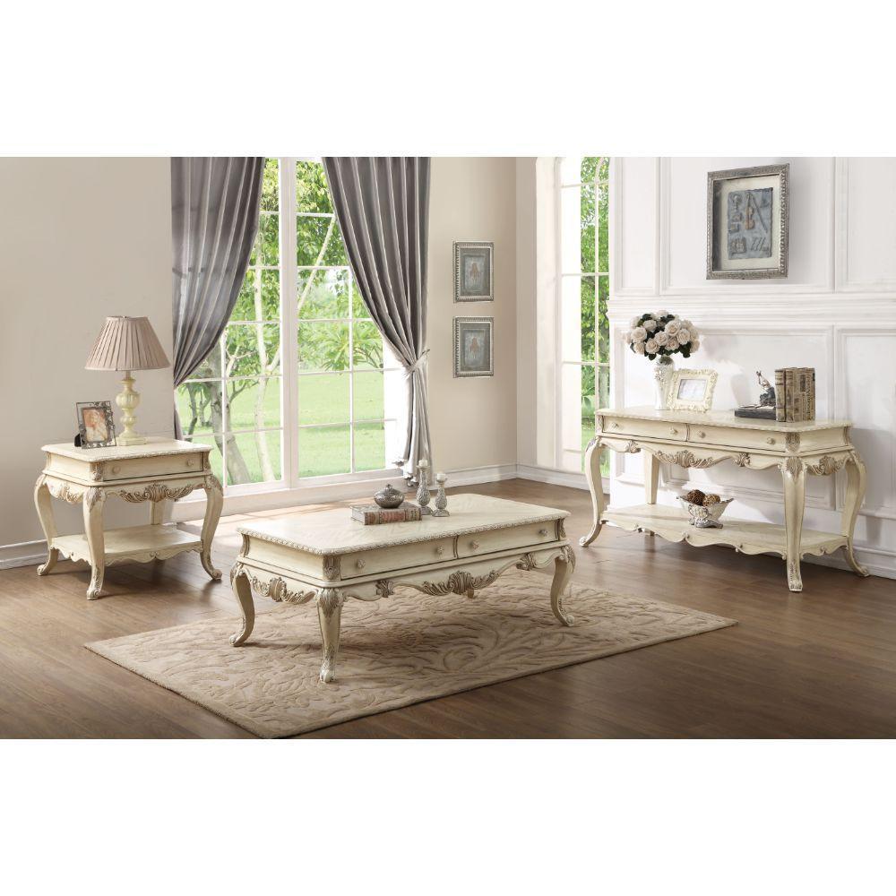 ACME Ragenardus End Table, Antique White FredCo