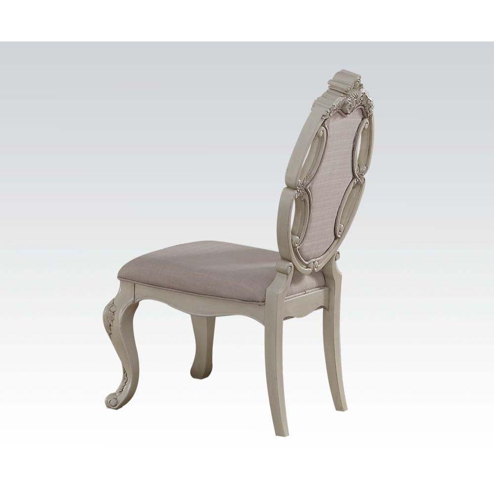 ACME Ragenardus Side Chair (Set-2), Fabric & Antique White FredCo