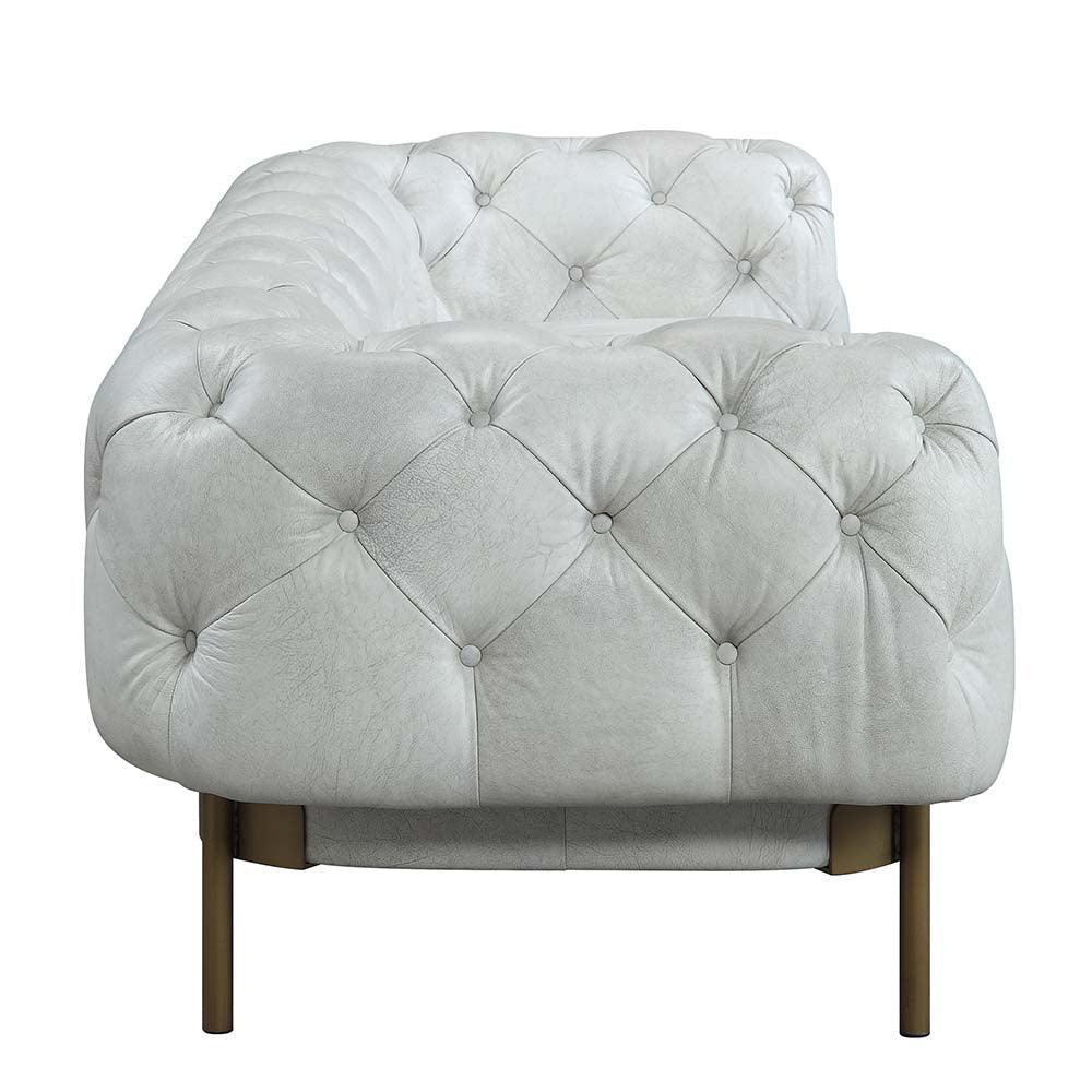 ACME Ragle Sofa, Vintage White Top Grain Leather FredCo