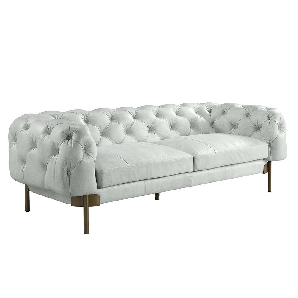 ACME Ragle Sofa, Vintage White Top Grain Leather FredCo