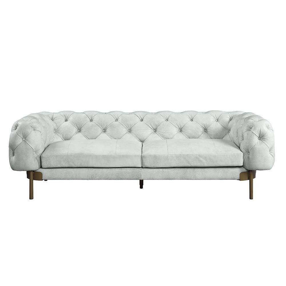 ACME Ragle Sofa, Vintage White Top Grain Leather FredCo