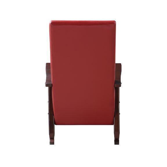 ACME Raina Rocking Chair, Red PU & Espresso Finish FredCo