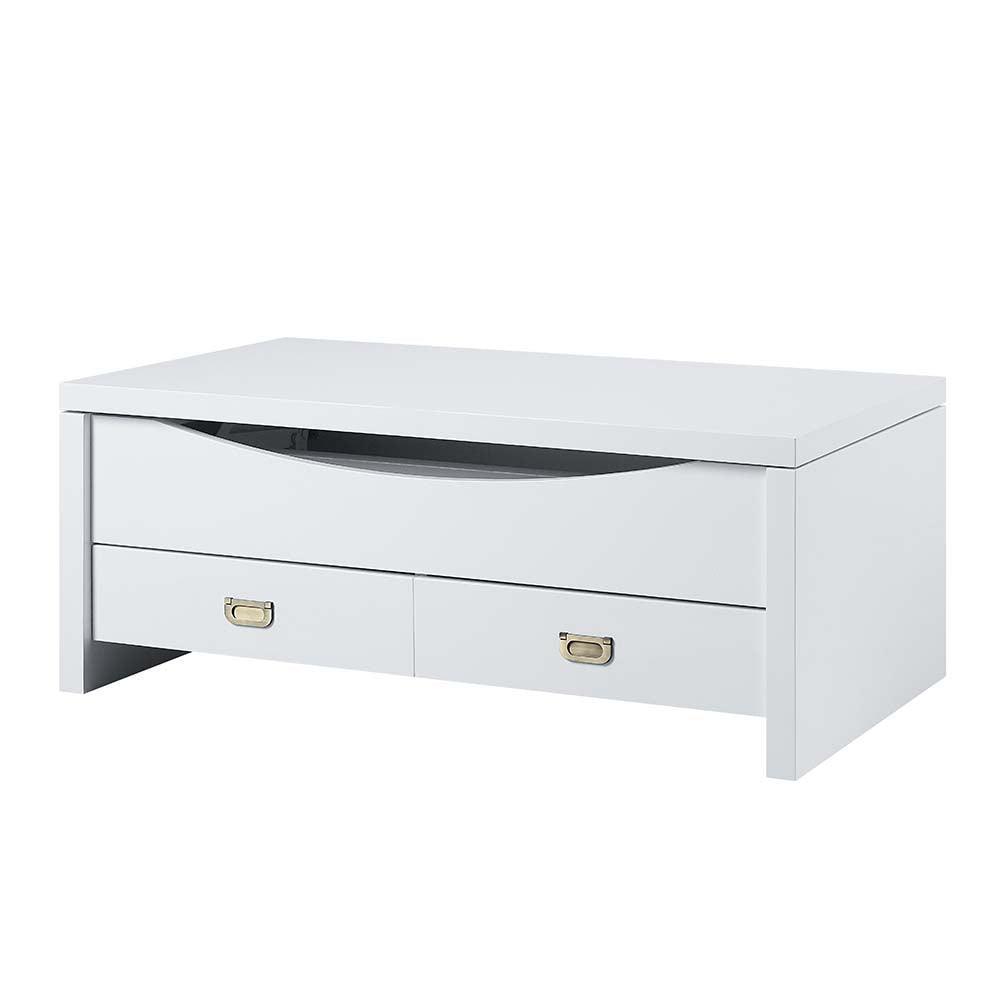 ACME Ramiel Coffee Table w/Lift Top, High Gloss White Finish FredCo