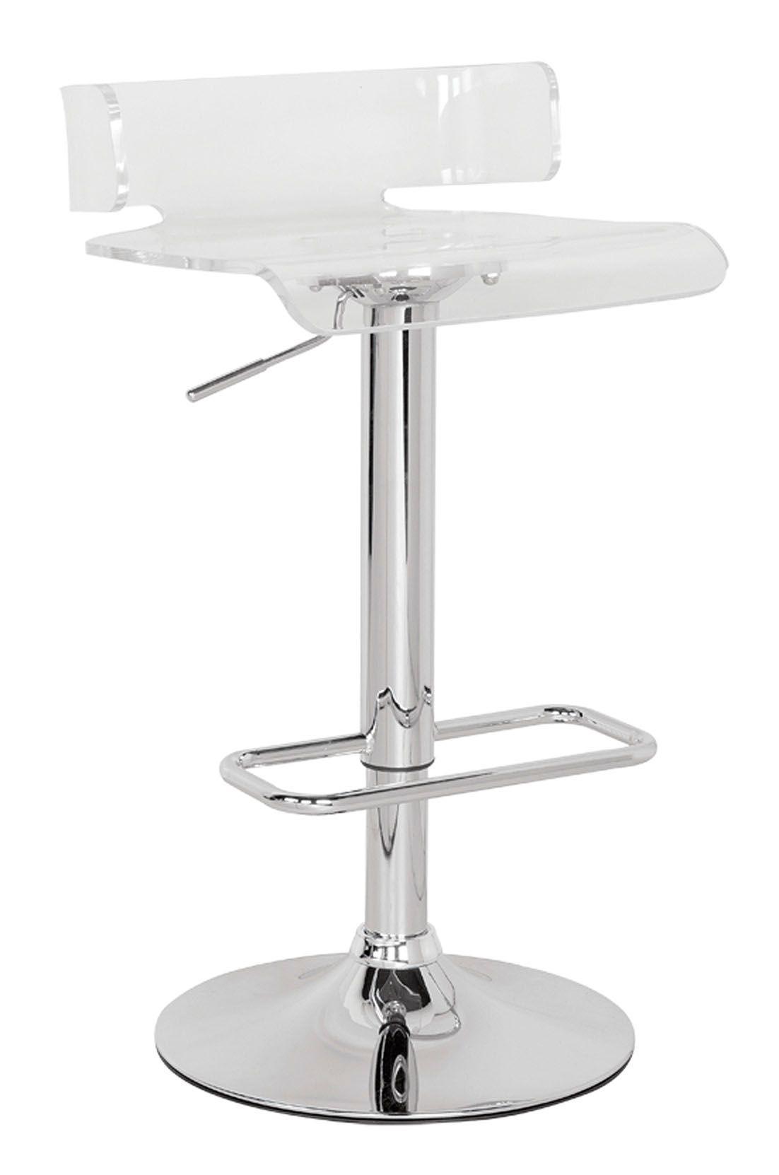 ACME Rania Adjustable Stool w/Swivel, Clear & Chrome, 22"~31" Seat Height FredCo