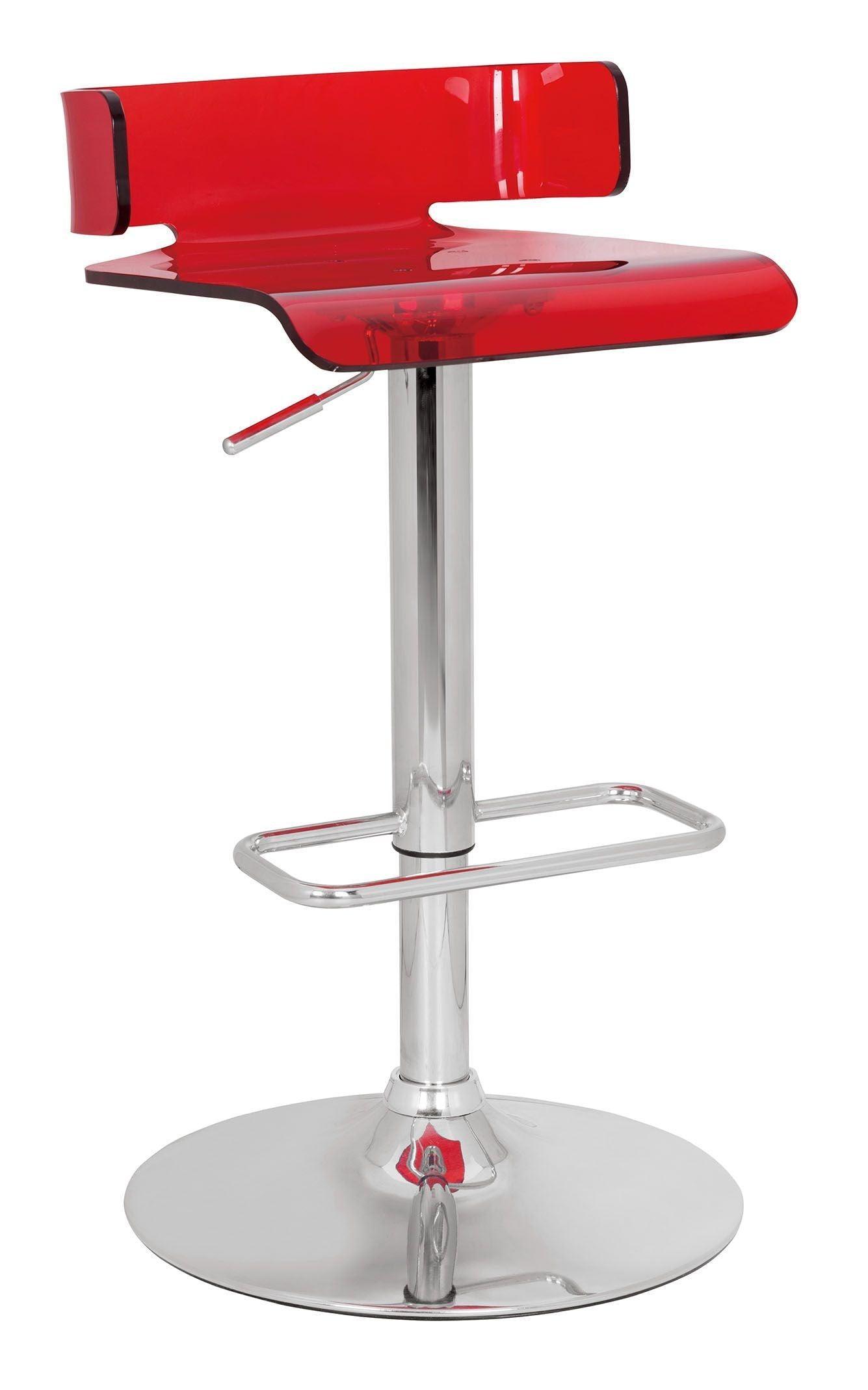 ACME Rania Adjustable Stool w/Swivel, Red & Chrome, 22"~31" Seat Height FredCo