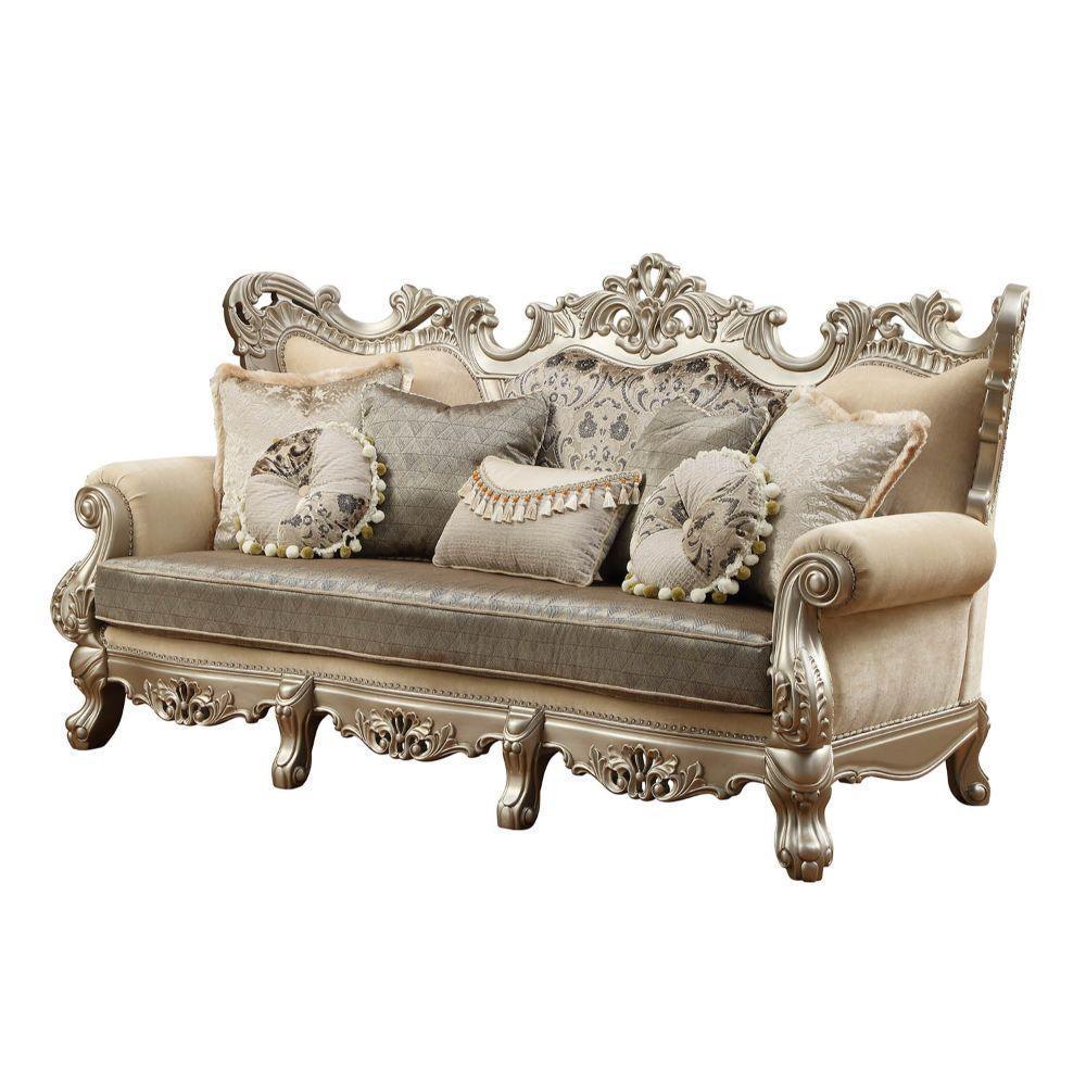 ACME Ranita Sofa w/7 Pillows, Fabric & Champagne 51040 FredCo