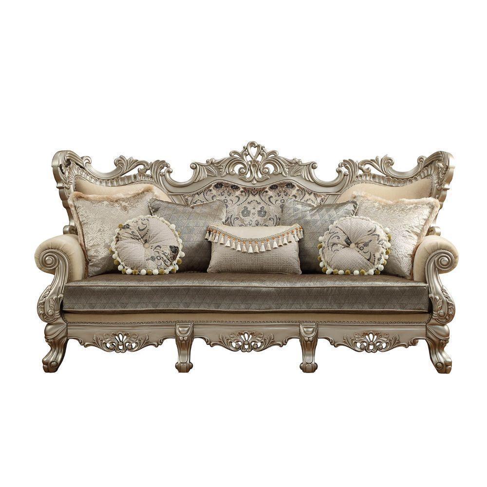 ACME Ranita Sofa w/7 Pillows, Fabric & Champagne 51040 FredCo