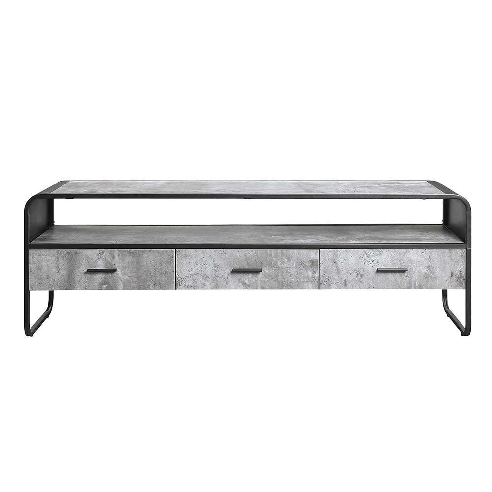 ACME Raziela TV Stand,Concrete Gray & Black Finish FredCo