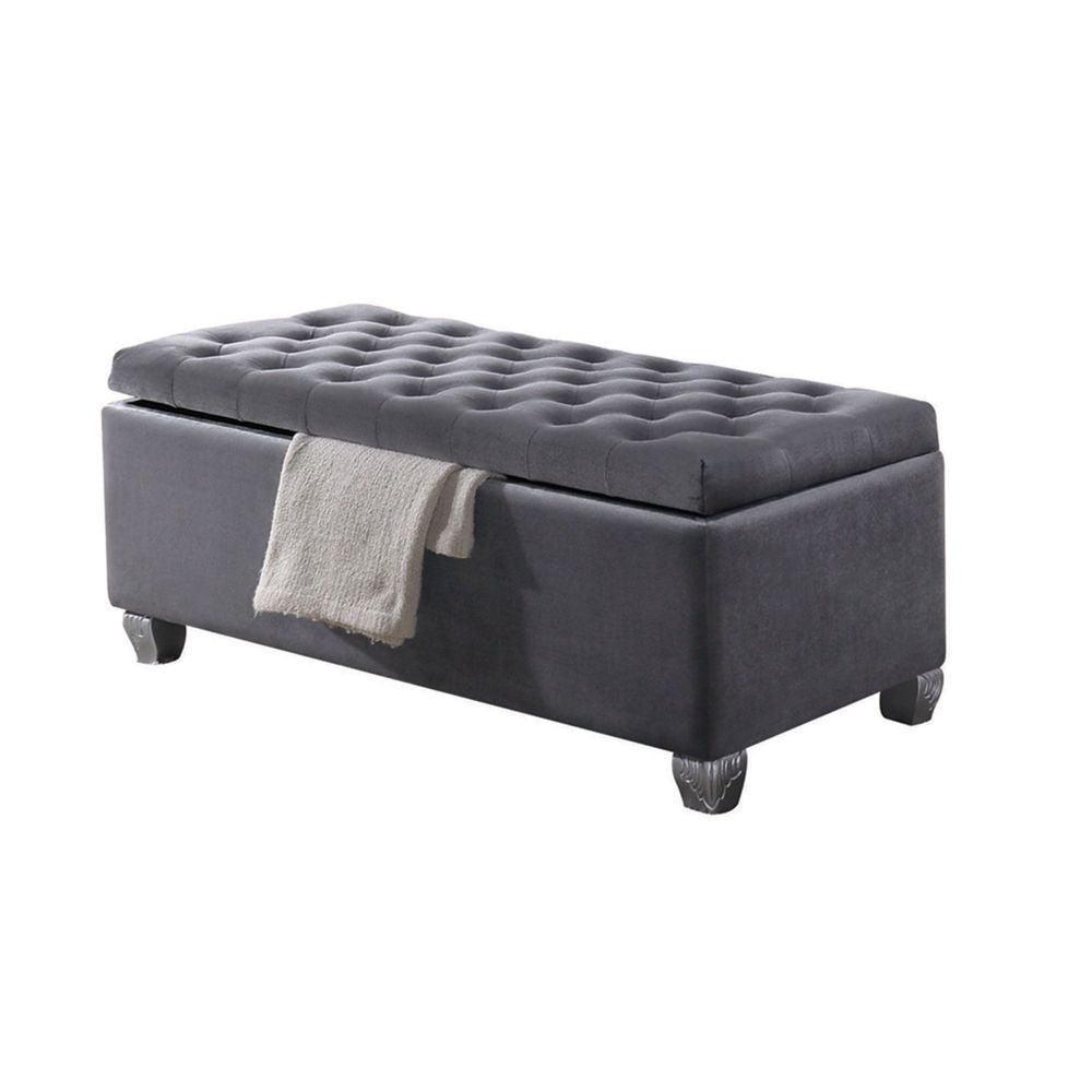 ACME Rebekah Bench w/Storage, Gray Fabric FredCo