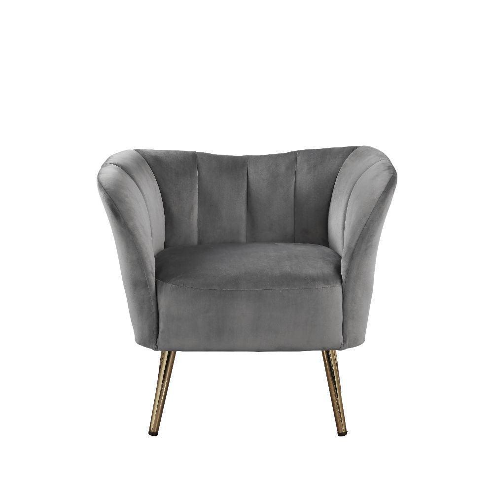 ACME Reese Accent Chair, Gray Velvet & Gold FredCo