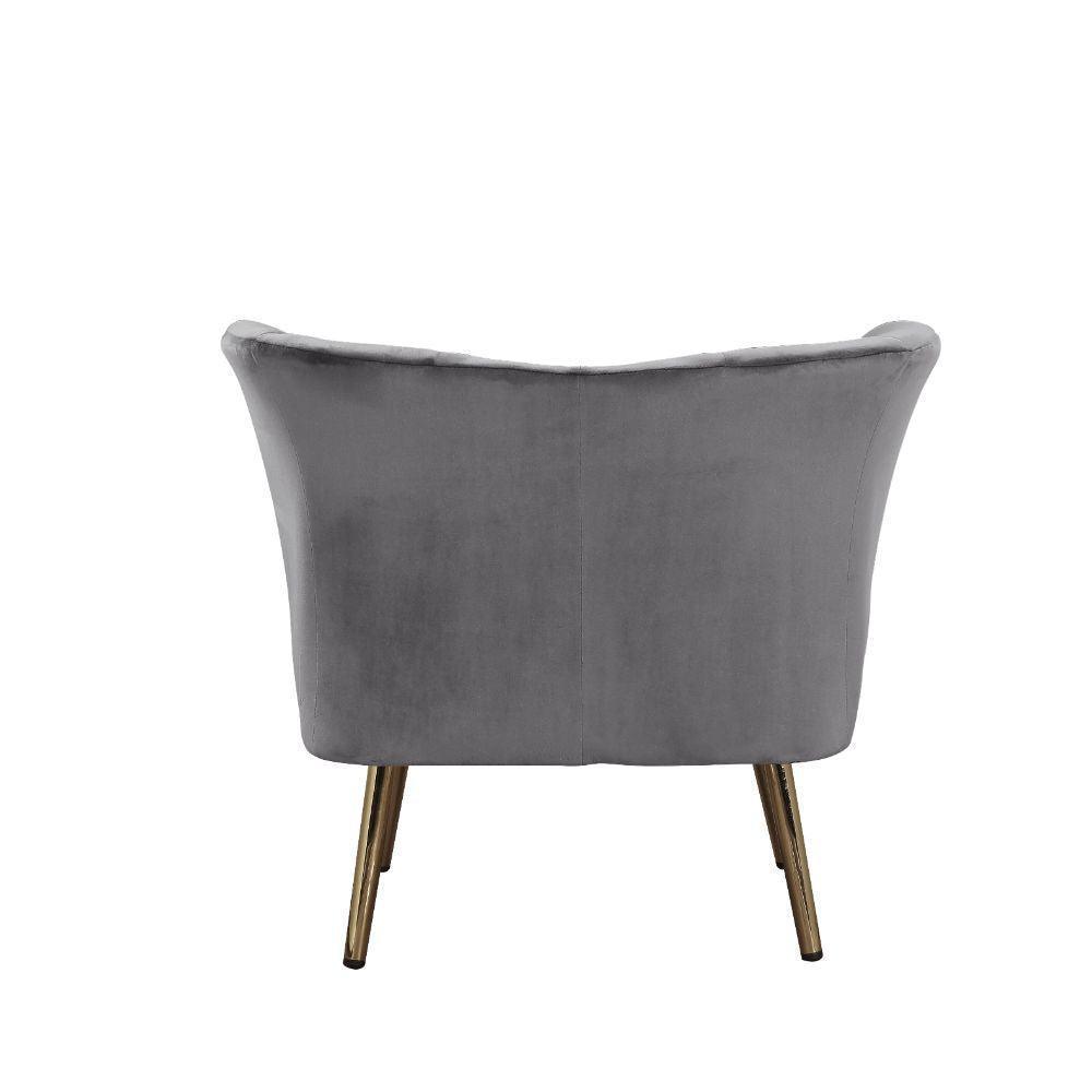 ACME Reese Accent Chair, Gray Velvet & Gold FredCo