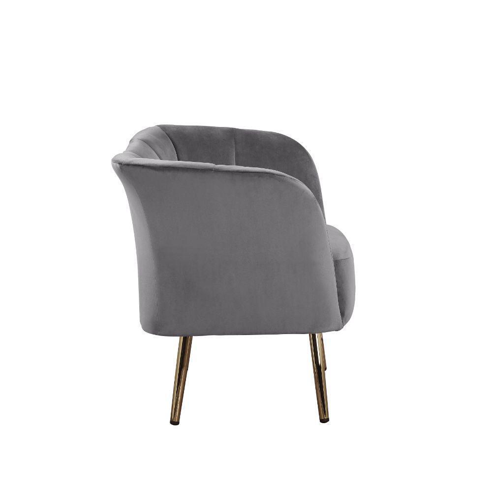 ACME Reese Accent Chair, Gray Velvet & Gold FredCo