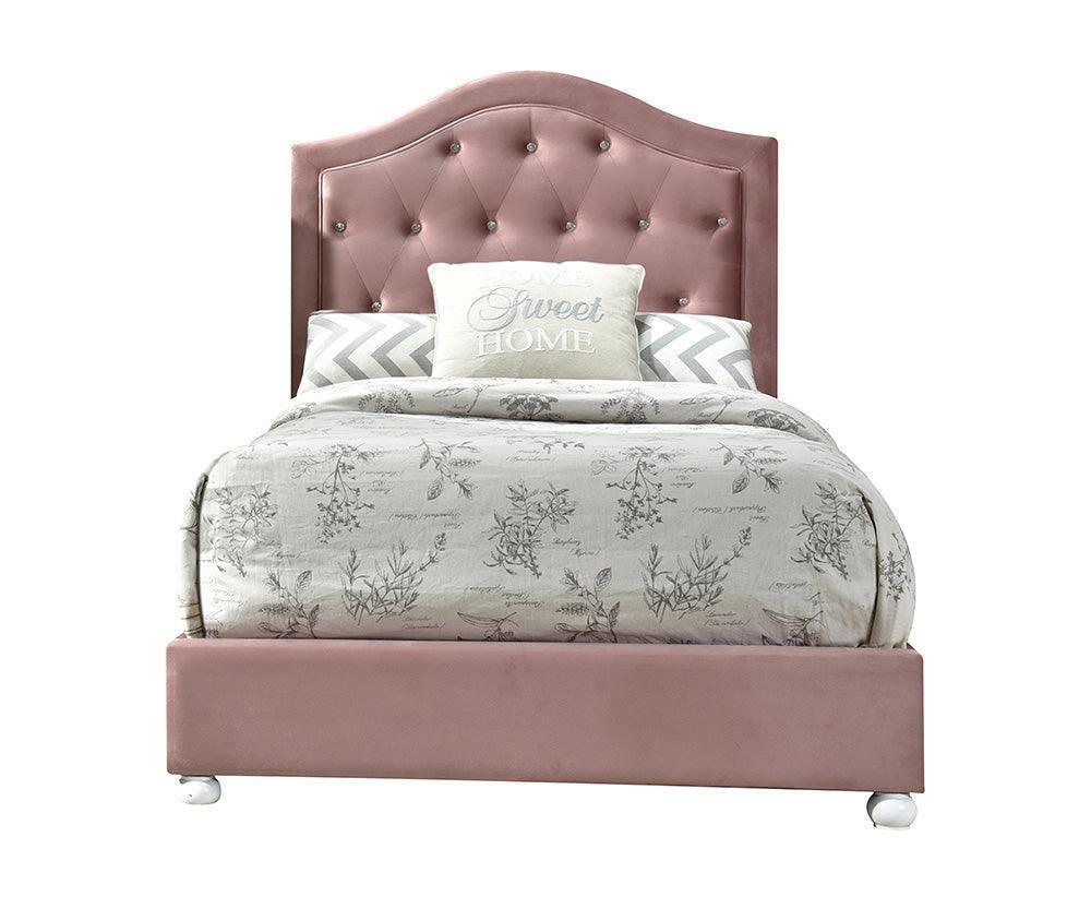 ACME Reggie Twin Bed, Pink Fabric FredCo