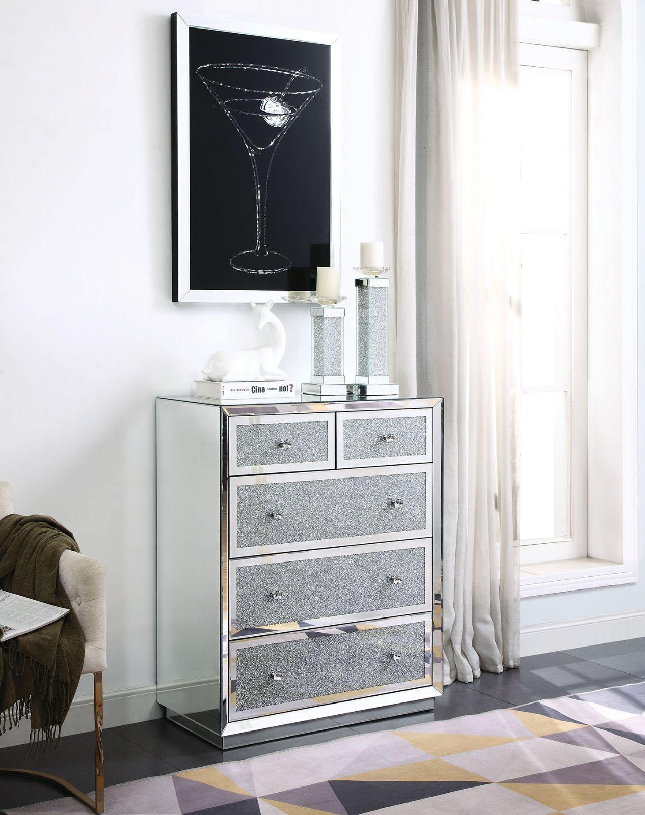 ACME Rekha Chest, Mirrored & Faux Gemstones FredCo