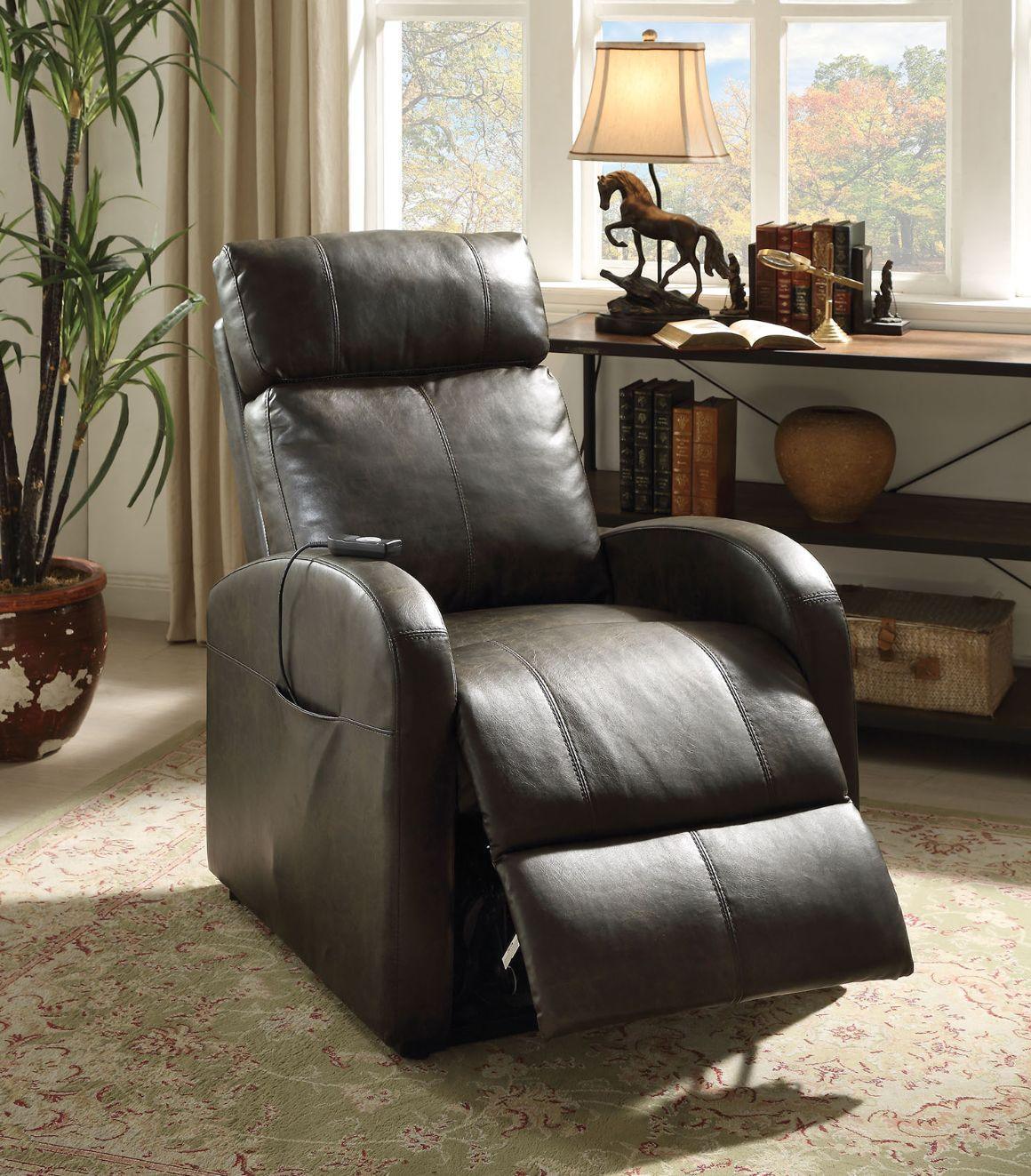 ACME Ricardo Recliner w/Power Lift, Brown Gray PU FredCo