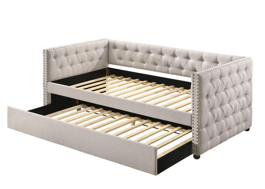 ACME Romona Full Daybed & Twin Trundle , Beige Fabric FredCo
