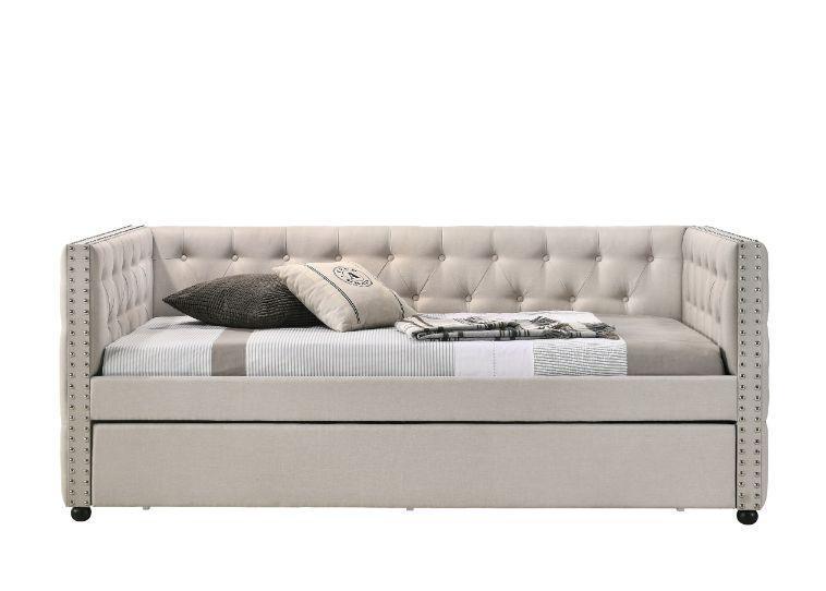 ACME Romona Full Daybed & Twin Trundle , Beige Fabric FredCo